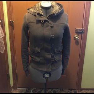 EUC Faux Fur lined hooded sweatshirt